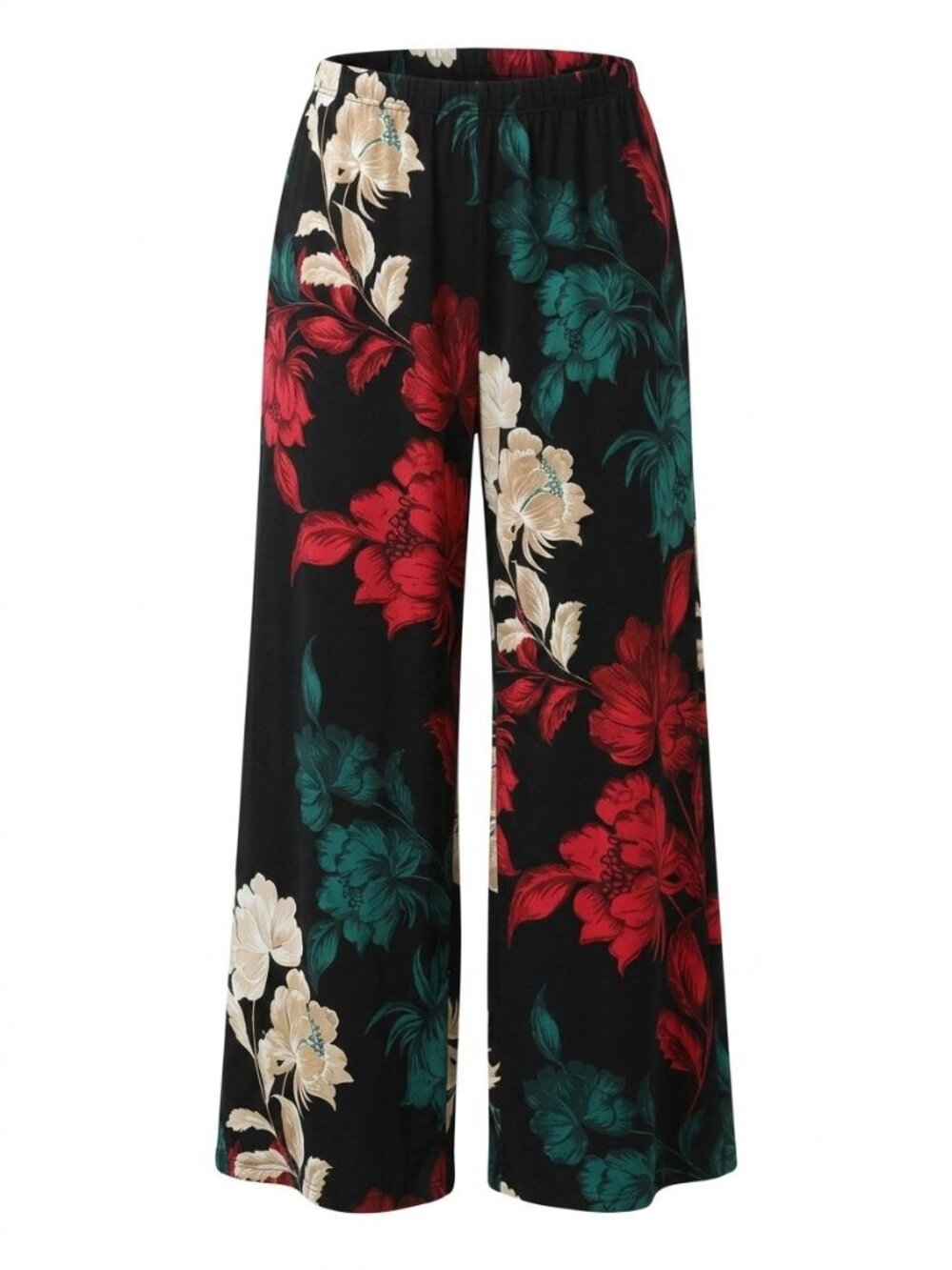 NWT Linea Donatella Pull On Lounge Pajama Pants Sz S Black Floral Wide Leg